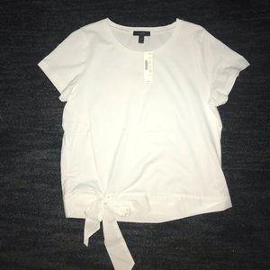 j. crew white shirt-sleeve top w bow